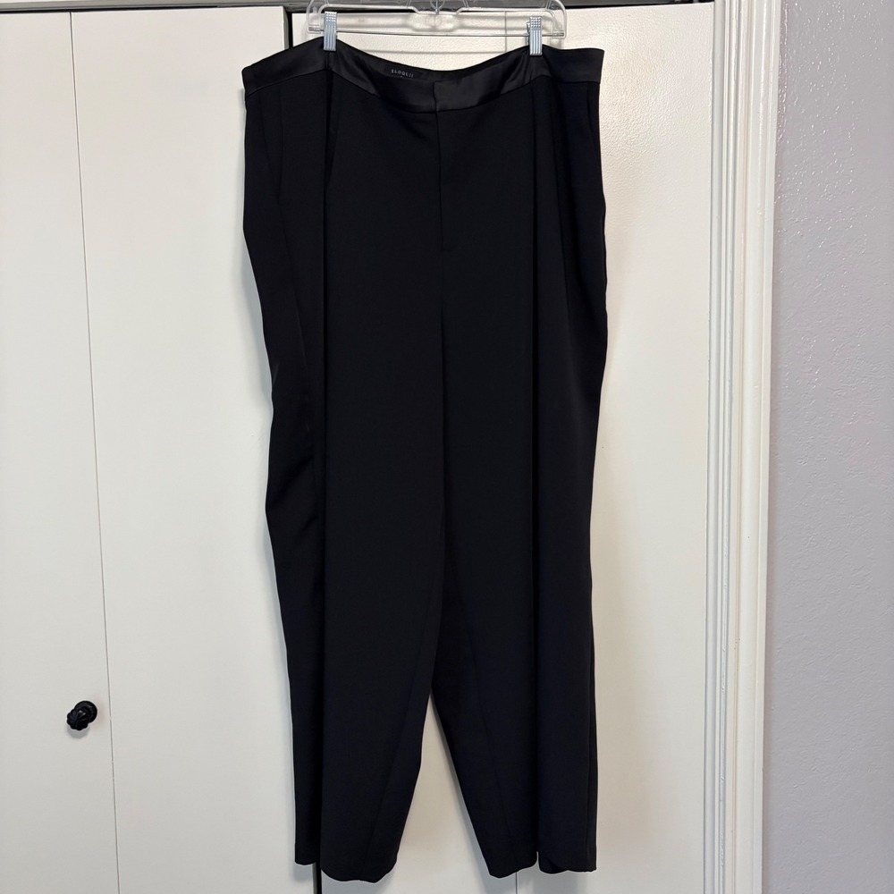 Eloquii x Kate Spade New York Black Satin Trim Tuxedo Trousers Mens Size 22